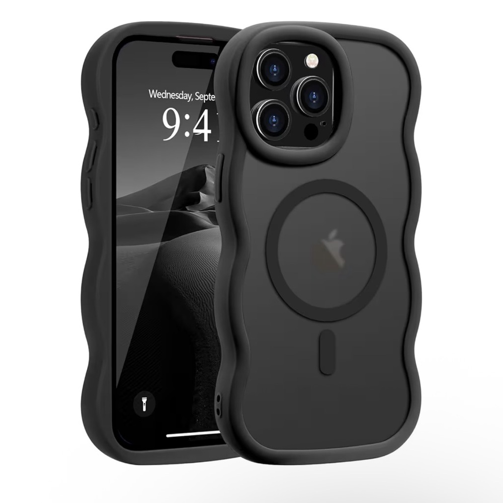 Wave Design Black Phone Case